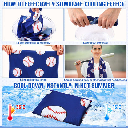 Mindsoft 12 Set Softball Cooling Towels for Sports Team Gifts with Carrying Pouch 30 x 9 Inch Softball Towels Bulk Microfiber Ice Cooling Rags for Birthday Party Favors Swag Bag Stuffers