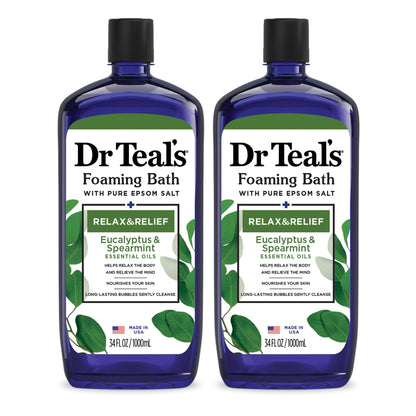 Dr Teal's Foaming Bath with Pure Epsom Salt, Soothe & Sleep with Lavender, 34 fl oz (Pack of 2)
