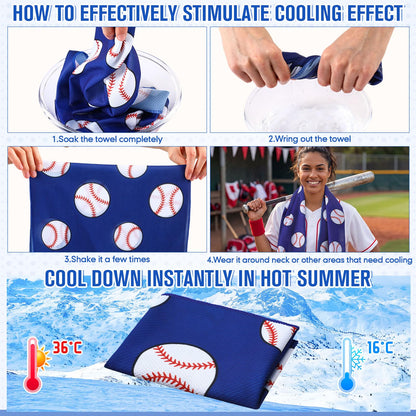 Mindsoft 12 Set Softball Cooling Towels for Sports Team Gifts with Carrying Pouch 30 x 9 Inch Softball Towels Bulk Microfiber Ice Cooling Rags for Birthday Party Favors Swag Bag Stuffers