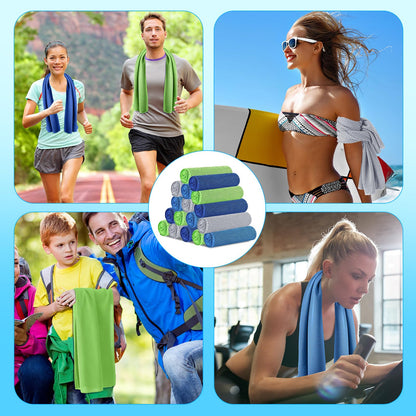 Shellwei 100 Pcs Cooling Towels Bulk 32 x 12 Inch Ice Towel Bulk Cooling Rag for Face and Neck Soft Breathable Microfiber Cloth Chilly Quick Cold for Gym Sport Golf Running Stay Cold (Multicolor)