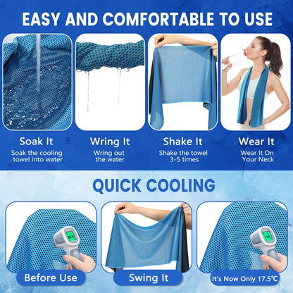 Hosuly 6 Pack Cooling Towels 40"x12" Ice Towel Cooling Neck Wraps Soft Breathable Chilly Stay Cool in Summer for Sports Yoga Golf Gym Activities(Black)