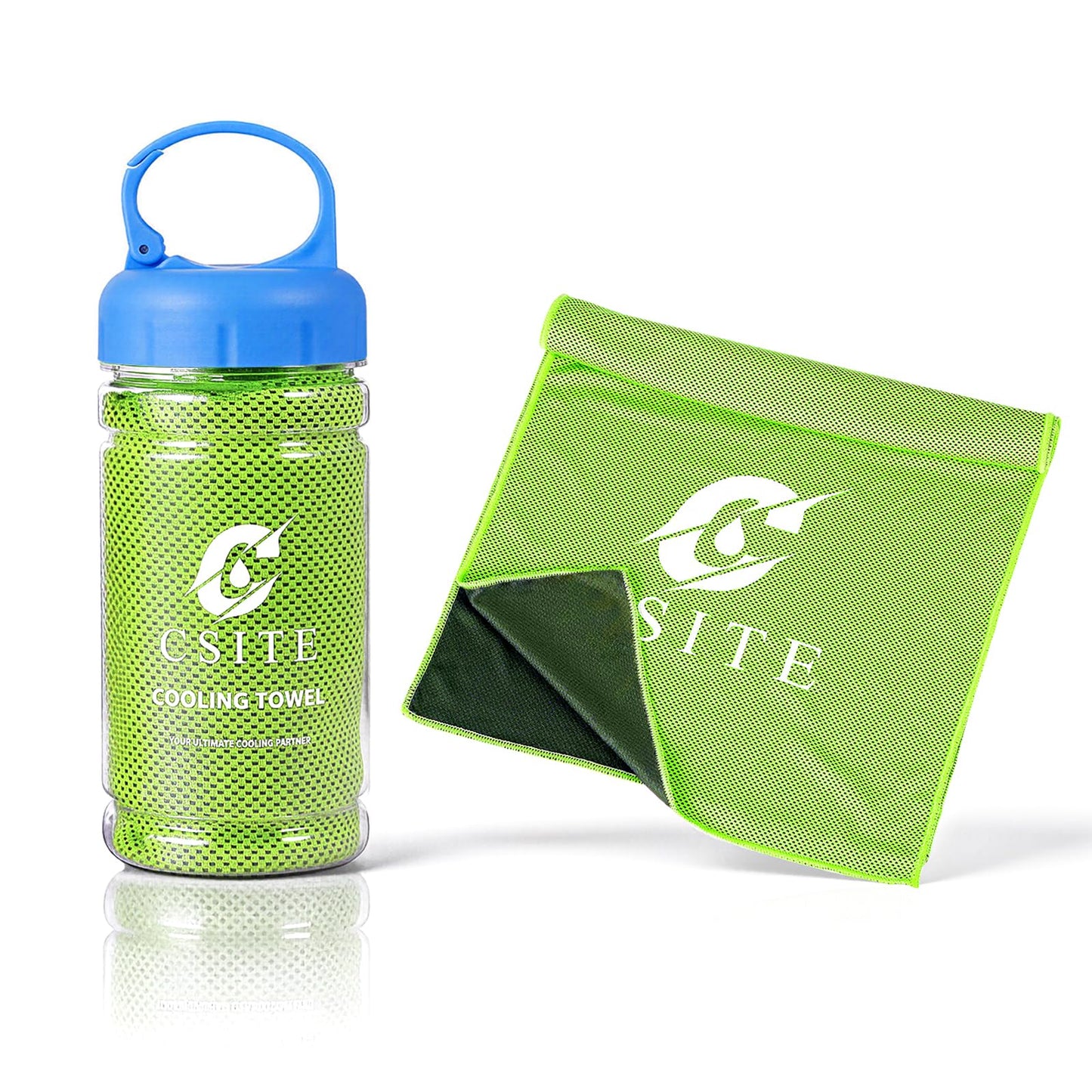 CSITE Cooling Towels (47"x12") for Neck and Face, Ice Towel for Hot Weather, Soft Breathable Chilly Gym Towels, Microfiber Towel for Work Out, Yoga, Running, Camping & More Activities（Green）