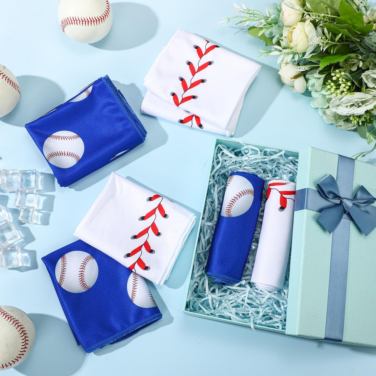 Remagr 12 Pcs Baseball Cooling Towels 30" x 9" Quick Dry Microfiber Sweat Towels for Workout, Gym, Running, Baseball Teams Sports Fans Party Favors Gifts