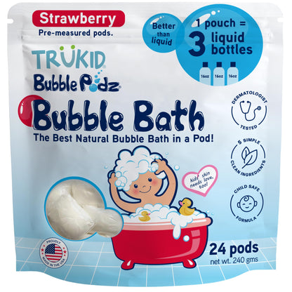 TruKid Bubble Podz Bubble Bath for Kids, Toddlers, & Babies, Tear Free Gentle & Refreshing Bath Bomb for Sensitive Skin with Natural Moisturizers, Non-Toxic, pH Balanced, Lavender Scent (24 Podz)