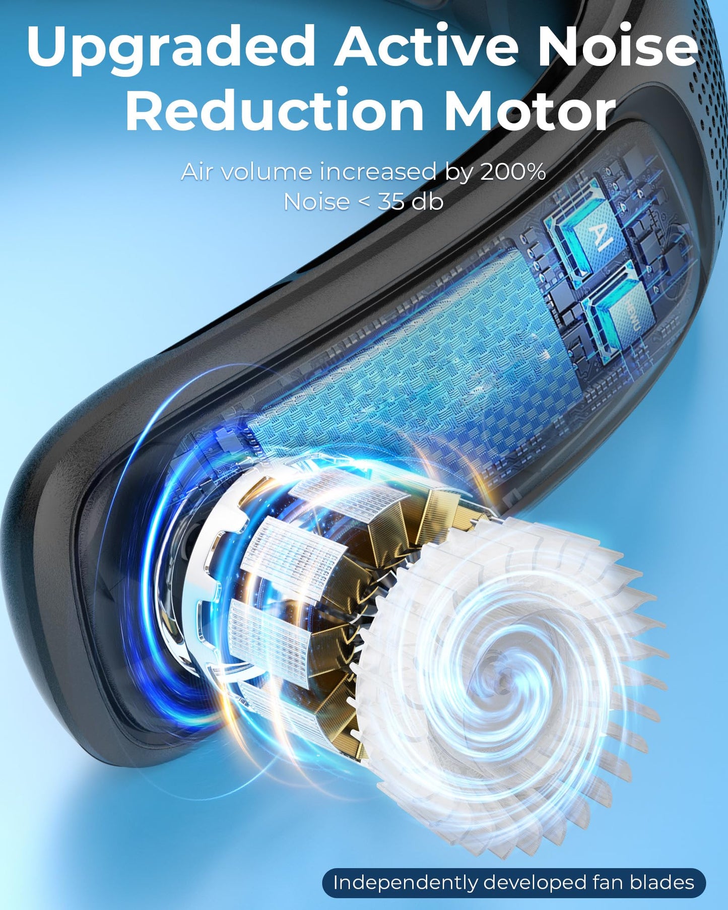 Portable Neck Fan, 4 Turbo Bladeless Neck Fan, 4000 mAh Battery Operated USB Rechargeable Personal Fan, 360° Cooling Hands Free Fan, 3 Speeds, LED Display, Wearable Fan for Office Travel Gifts