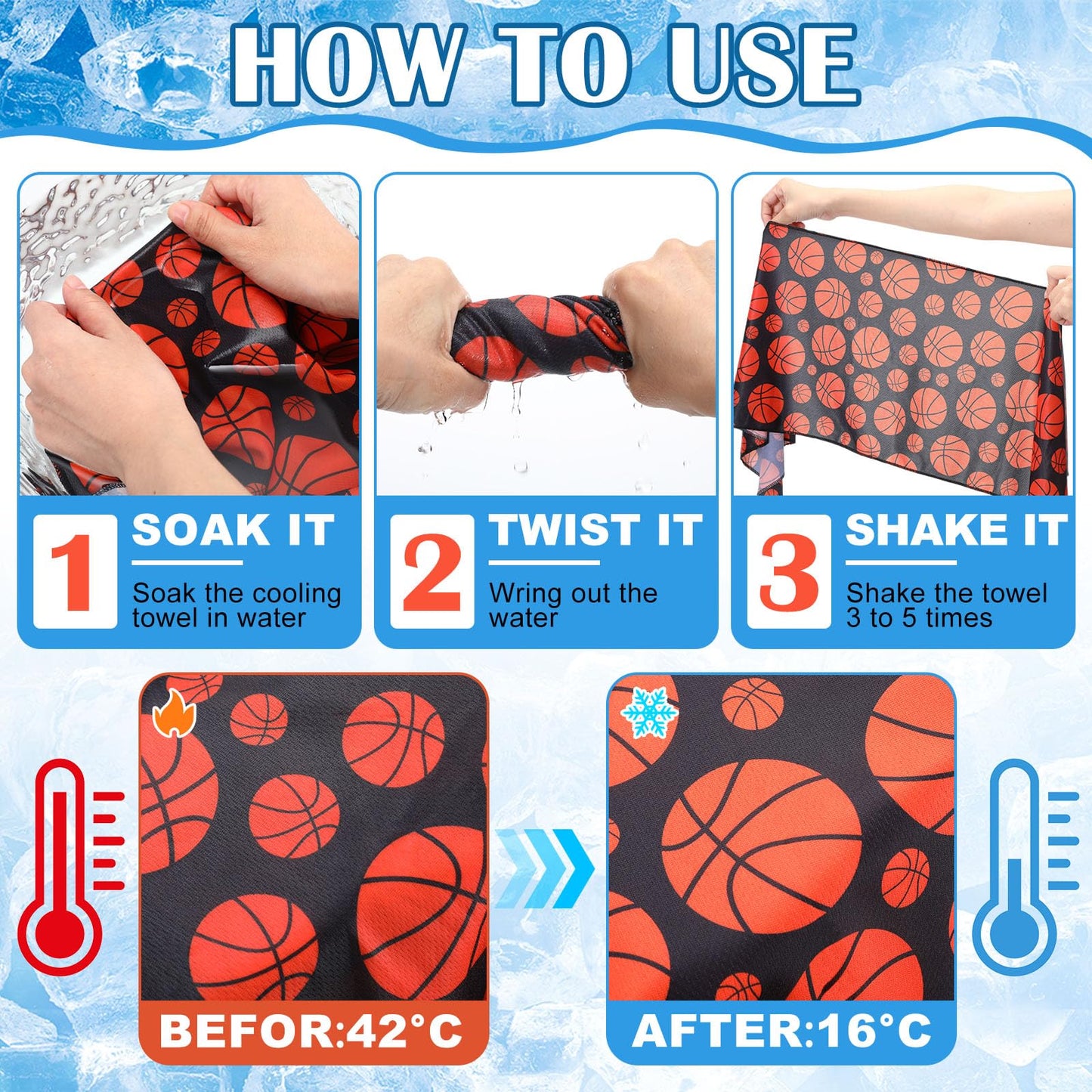 FuWeave 24 Pack Baseball Cooling Towel 40 x 12 Inch Breathable Sport Cooling Towel Microfiber Fast Drying Baseball Team Gifts for Athletes Yoga Gym Camping Running