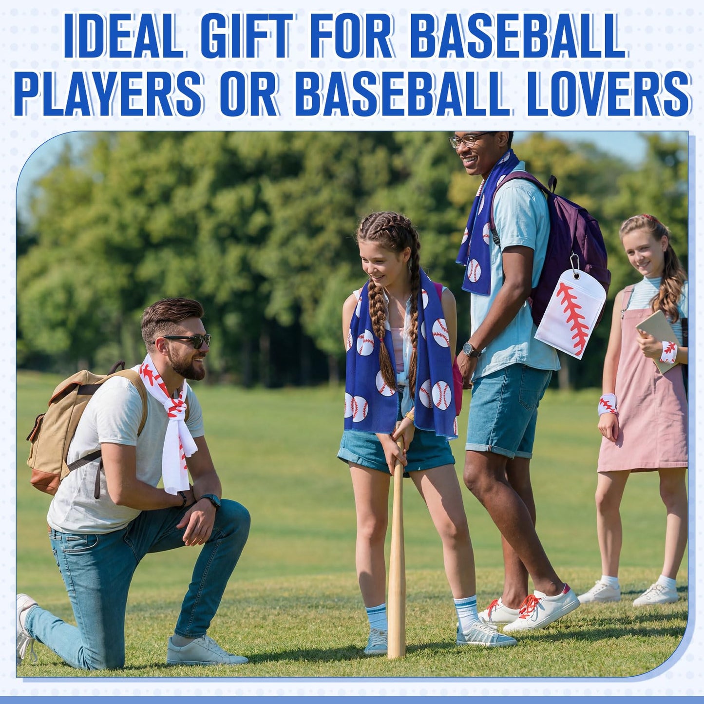 Mindsoft 12 Set Softball Cooling Towels for Sports Team Gifts with Carrying Pouch 30 x 9 Inch Softball Towels Bulk Microfiber Ice Cooling Rags for Birthday Party Favors Swag Bag Stuffers