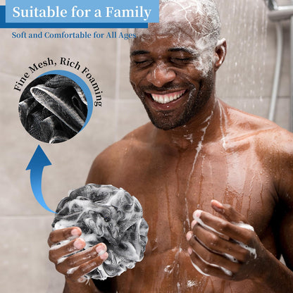 FARMOGA Bath Loofah Sponge Body Scrubber Shower Sponge Exfoliating Mesh Pouf Shower Ball Bath Sponges for Women and Men Bathing Accessories (4Pack 50G Colorful)