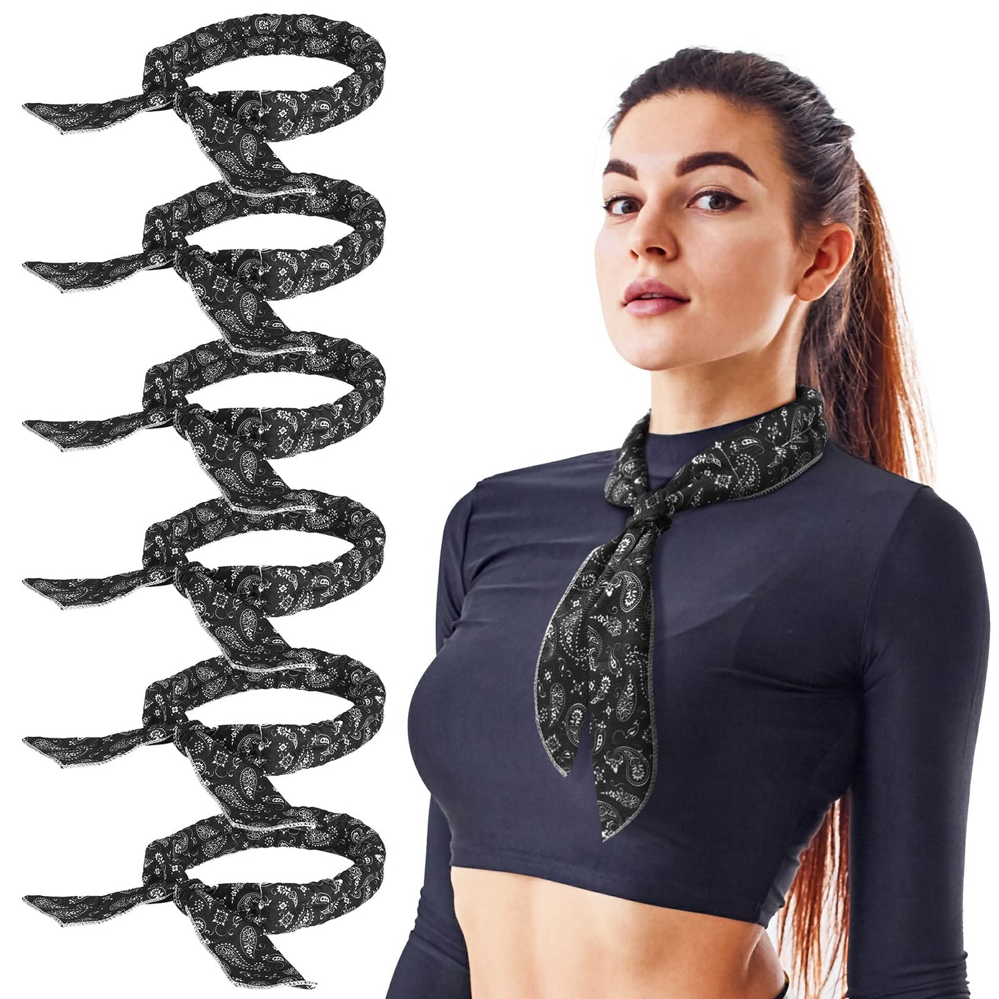 Coume 6 Pack Cooling Neck Wraps Neck Cooler Ice Bandanas Scarf for Hot Weather Summer Ultra Running Walking Riding Women Men