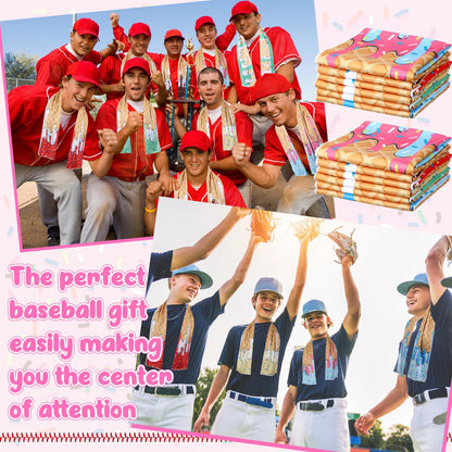 Tegeme 12 Pcs Ice Cream Drip Baseball Cooling Towels, 47"x12" Team Gifts Breathable Chilly Ice Towel, Microfiber Sport Cooling Rags Accessories for Player Gym Running Coach Gift