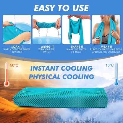 CSITE Cooling Towels (47"x12") for Neck and Face, Ice Towel for Hot Weather, Soft Breathable Chilly Gym Towels, Microfiber Towel for Work Out, Yoga, Running, Camping & More Activities（Green）