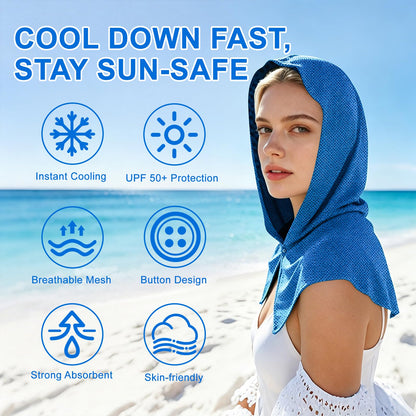 3 Pack Cooling Hoodie Towels for Neck and Face, UPF 50 Sun Protection & Instant Cooling Towels for Hot Weather, Soft Breathable Towel for Work Out, Sport, Gym, Camping & More Activities