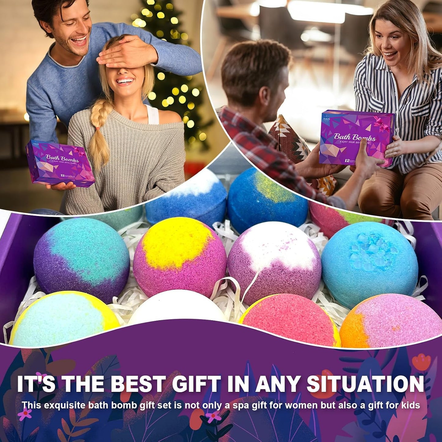Bath Bombs for Women Gift Set 12 Pack Natural Relaxing Bath Bombs for Her，Aromatherapy Bubble Bath & Fizzy, Halloween Boo Basket Birthday Gifts for women Mom Gifts idea For wife/Teens, girlfriend,Kids