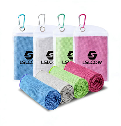 4 Pack Cooling Towels (40"x12"), Cooling Towels for Neck and Face, Gym Towel for Working Out, Soft Breathable Microfiber Ice Towel for Yoga Sport Running (Black/Black/Dark Gray/Dark Gray)