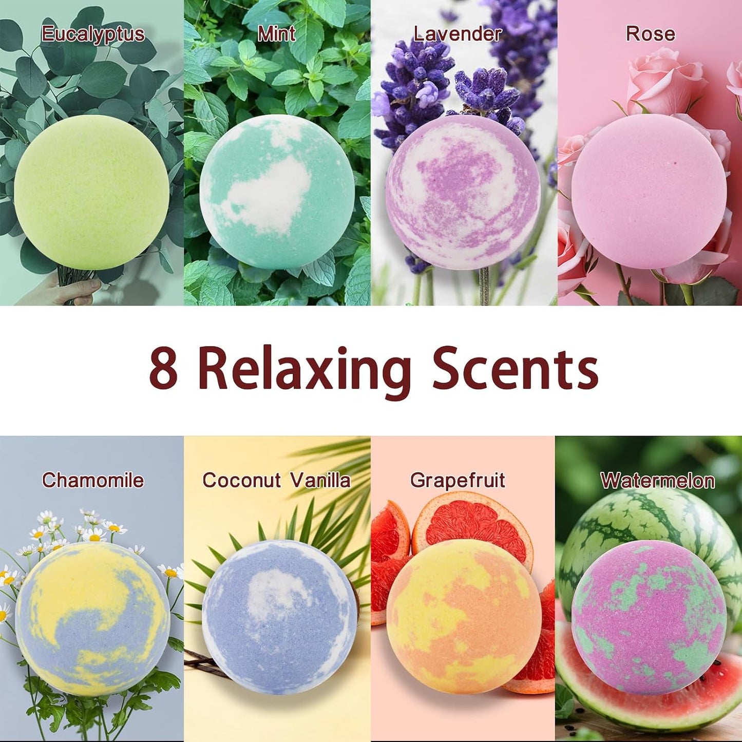 Bath Bomb Gift Set for Women, 8 Pcs Bath Bombs for Girls, Natural Bubble Bathbombs with Essential Oils, Self Care Gifts, Relaxation Spa Gift Basket,Birthday, Mothers Day Gifts for Mom, Wife,