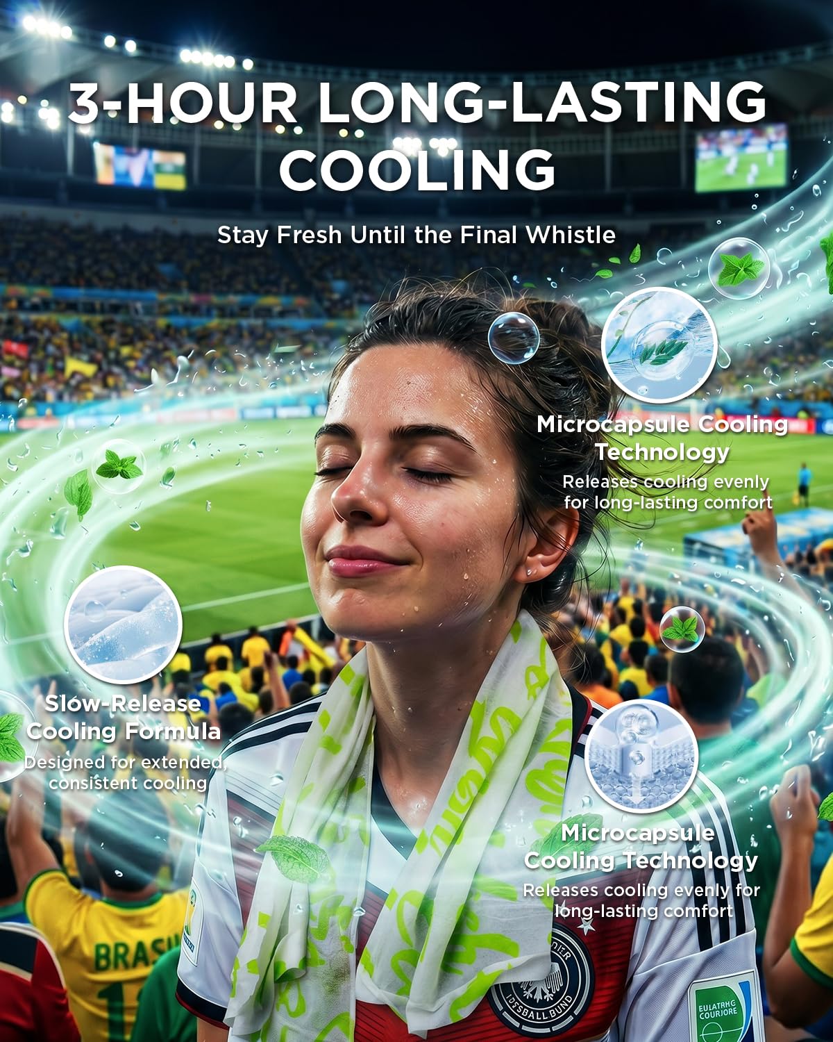 CoolRush Towel with Natural Mint Extract, Instant 3-Second Cooling Towel, Reusable Sports Cooling Wipes for Summer Heat, Alcohol-Free, for Running, Cycling, Gym, Outdoor Activities(10 Pack)