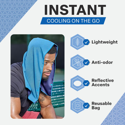 COLD FACTOR Instant Cooling Hoodie Towel – Advanced Chemical-Free Evaporative Cooling Technology – UPF 50+, 2+ Hours Cooling