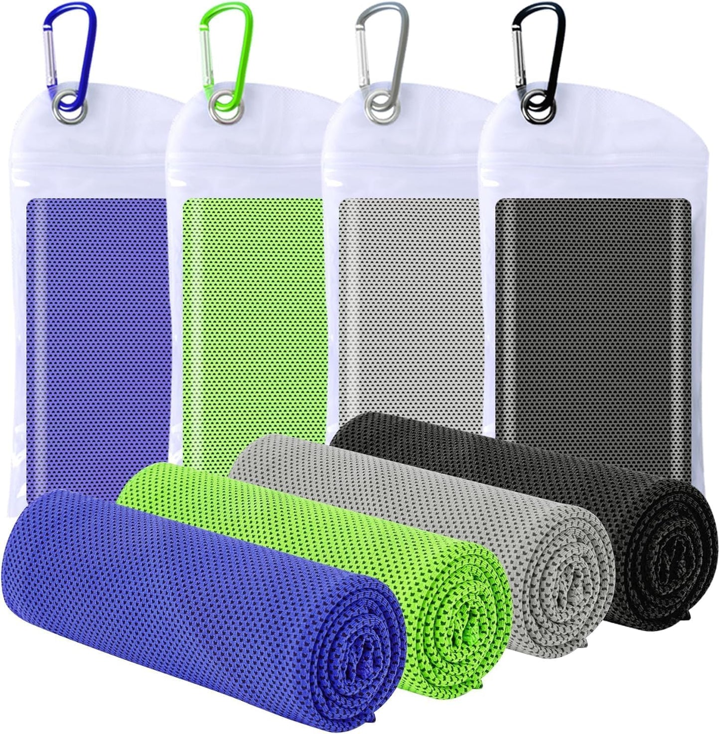 JISHY Cooling Towels 4 Pack 40"x12",Gym Towels for Men and Women,Microfiber Soft Breathable Workout Towels for Travel, Yoga, Running, Outdoor Works & More