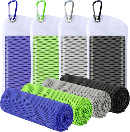 JISHY Cooling Towels 4 Pack 40"x12",Gym Towels for Men and Women,Microfiber Soft Breathable Workout Towels for Travel, Yoga, Running, Outdoor Works & More