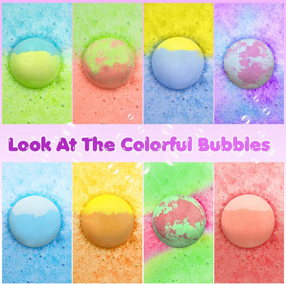 Bath Bombs for Kids with Surprise Toys Inside, 8 Pcs 3.5 Oz Light Up Bath Bombs Gift Set with Essential Oils, Handmade Spa Moisturizing for Women Relaxing, Birthday, Party, Christmas