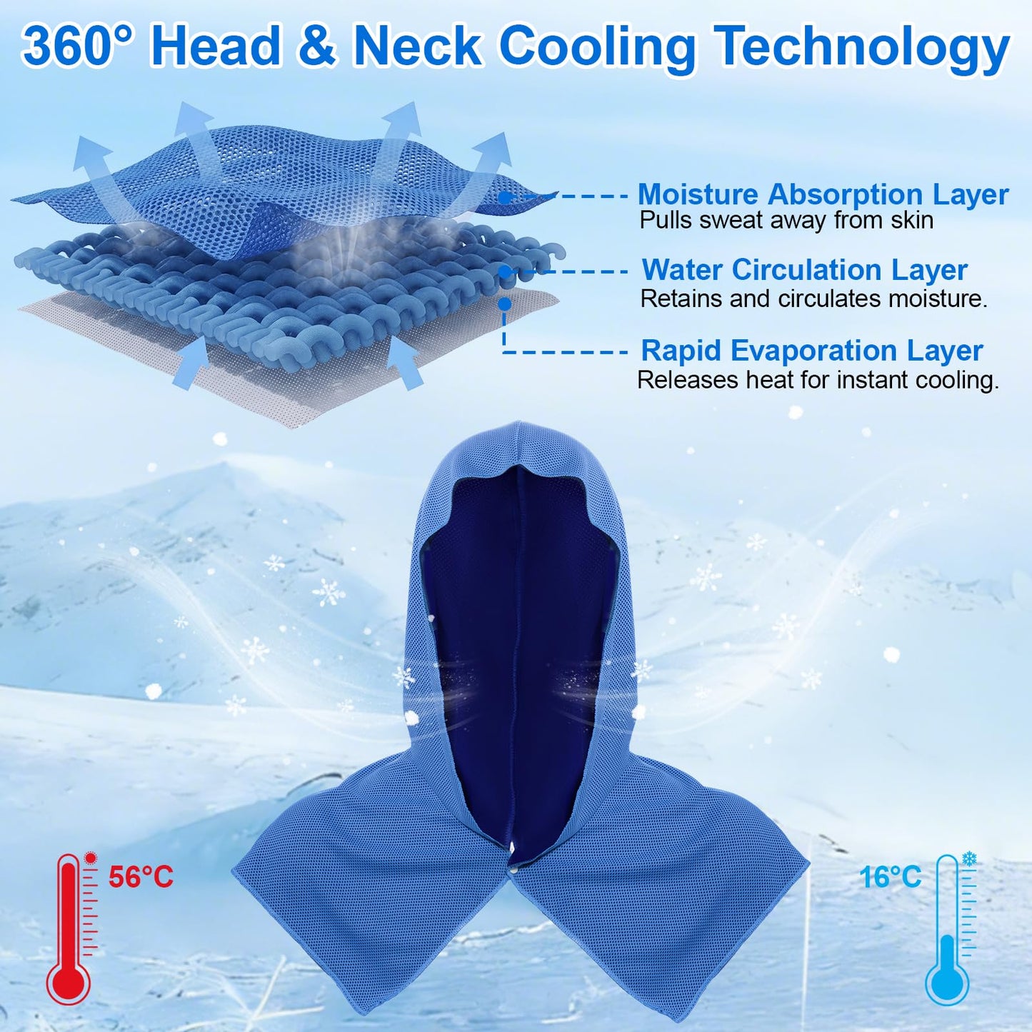 3 Pack Cooling Hoodie Towels for Neck and Face, UPF 50 Sun Protection & Instant Cooling Towels for Hot Weather, Soft Breathable Towel for Work Out, Sport, Gym, Camping & More Activities