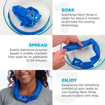 KOOLGATOR Evaporative Cooling Neck Wrap – Reusable Neck Cooler with Long Lasting Relief During Hot Weather Activities, Sports, & Outdoor Work, Water Drops, 1 Pack