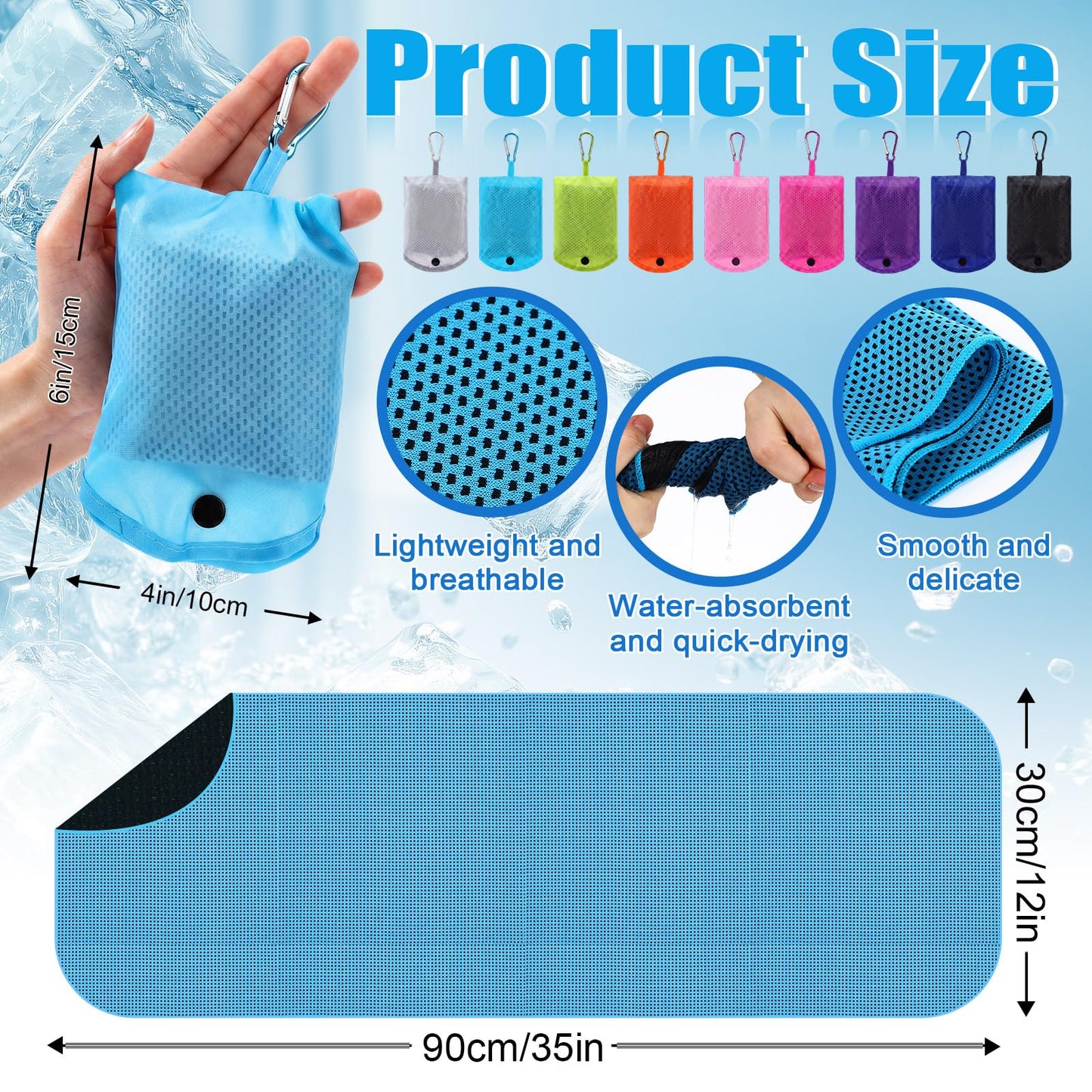 Peryiter 20 Pack Cooling Towels with Silicone Carry Cases Cooling Towels Bulk for Neck and Face Hot Weather Ice Towel Quick Drying Sweat for Sports Yoga Gym Running Fitness 10 Colors 35 x 12 Inches