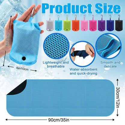 Peryiter 20 Pack Cooling Towels with Silicone Carry Cases Cooling Towels Bulk for Neck and Face Hot Weather Ice Towel Quick Drying Sweat for Sports Yoga Gym Running Fitness 10 Colors 35 x 12 Inches