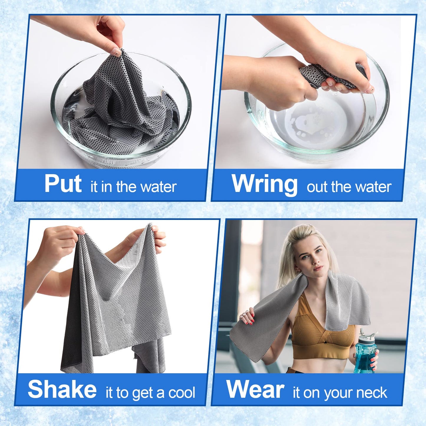 Shellwei 50 Pcs Cooling Towel 40 x 12 Inch Microfiber Workout Towels Breathable Chilly Towel Ice Cool Cold Towels Bulk Fast Drying Absorbent Sweat Rag for Neck Yoga Sports Golf Gym