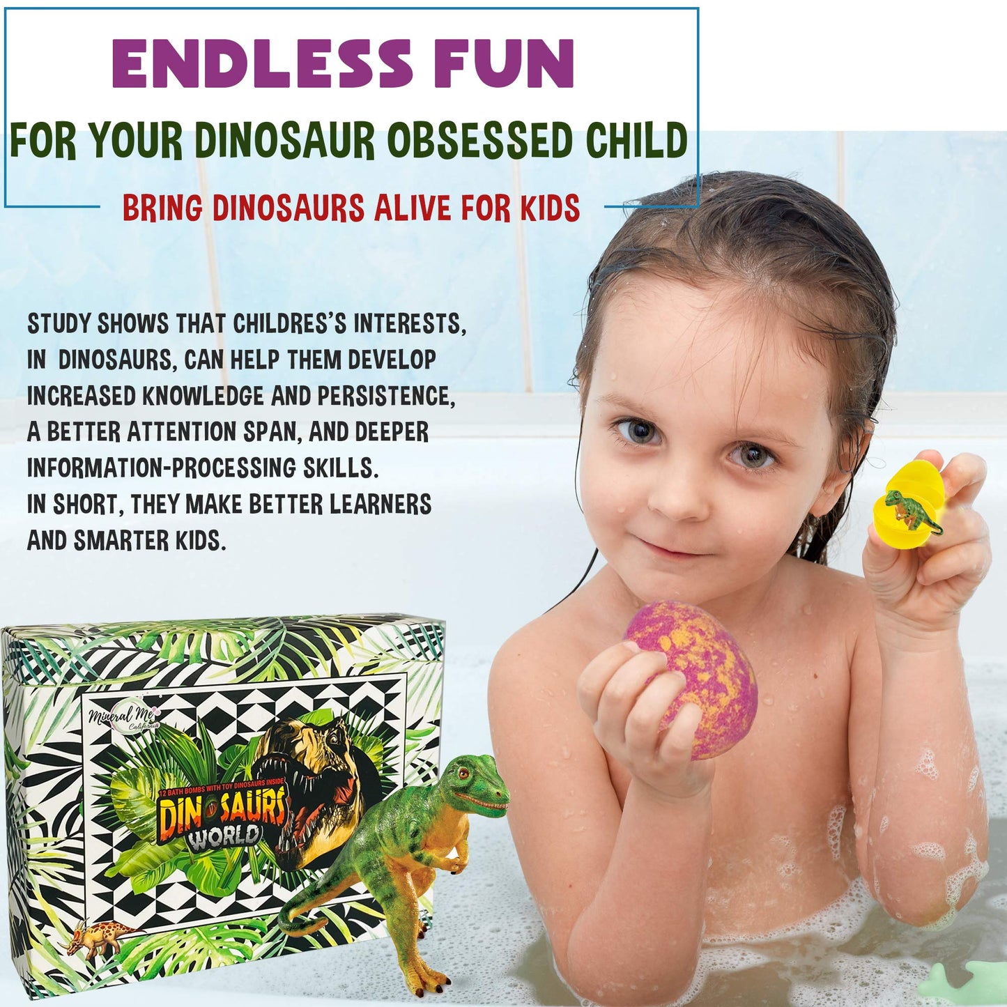 Bath Bombs for Kids with Surprise Toys Inside Plus Dinosaur Puzzle - Set of 9 Organic Dino Egg Bath Bombs, Gentle and Kids Safe, Fizzy Balls with Rich Bubbles, Birthday Gifts for Boys, Girls