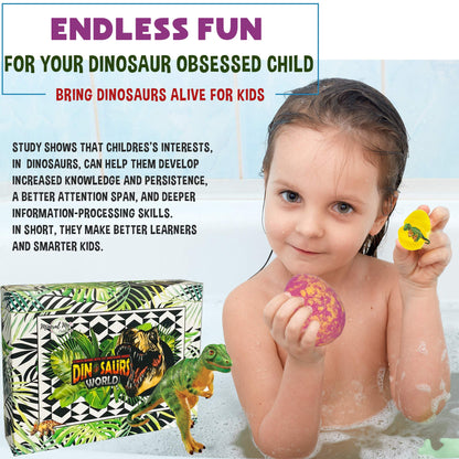 Bath Bombs for Kids with Surprise Toys Inside Plus Dinosaur Puzzle - Set of 9 Organic Dino Egg Bath Bombs, Gentle and Kids Safe, Fizzy Balls with Rich Bubbles, Birthday Gifts for Boys, Girls