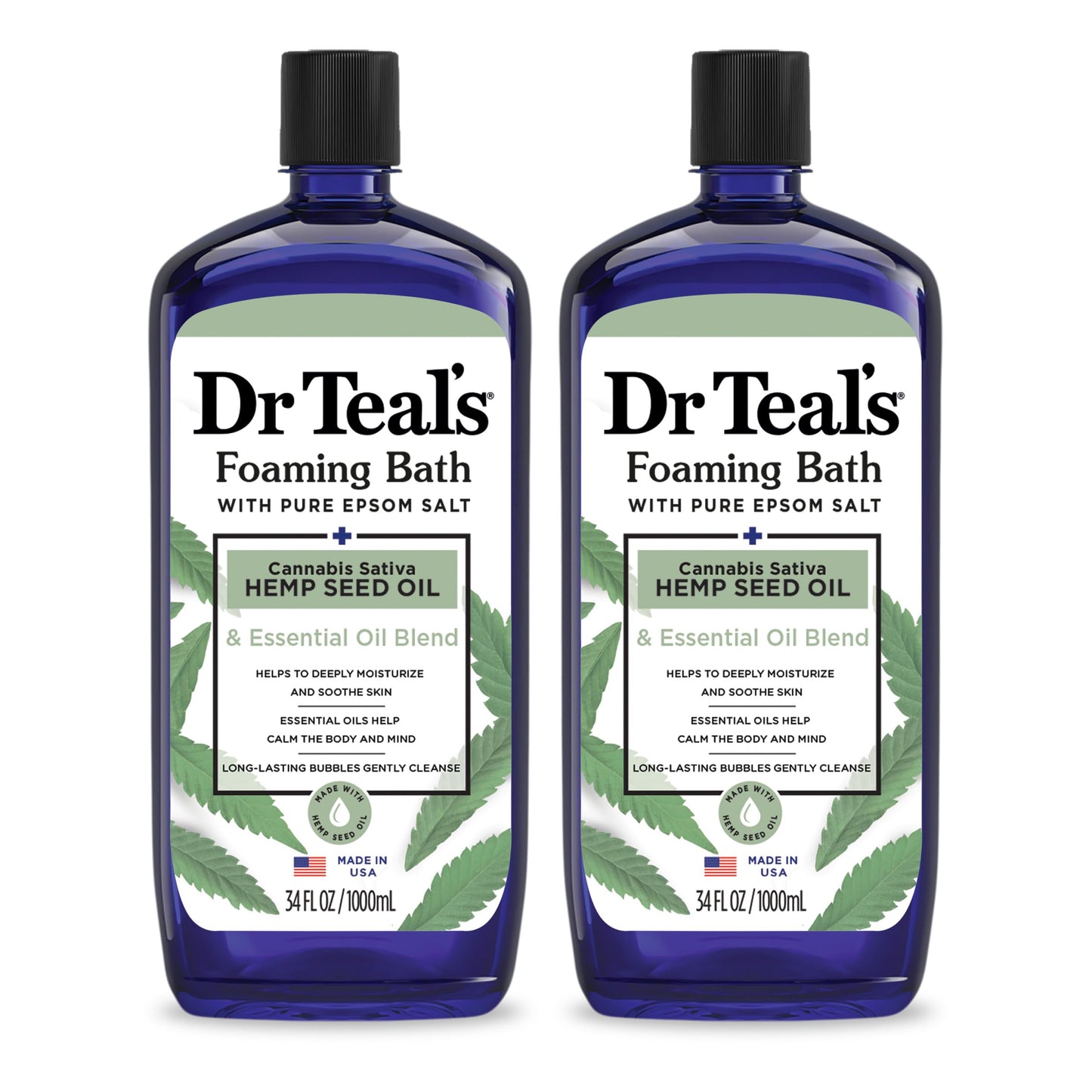 Dr Teal's Foaming Bath with Pure Epsom Salt, Soothe & Sleep with Lavender, 34 fl oz (Pack of 2)