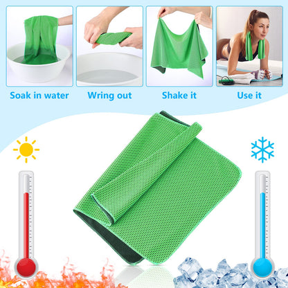 Shellwei 100 Pcs Cooling Towels Bulk 32 x 12 Inch Ice Towel Bulk Cooling Rag for Face and Neck Soft Breathable Microfiber Cloth Chilly Quick Cold for Gym Sport Golf Running Stay Cold (Multicolor)