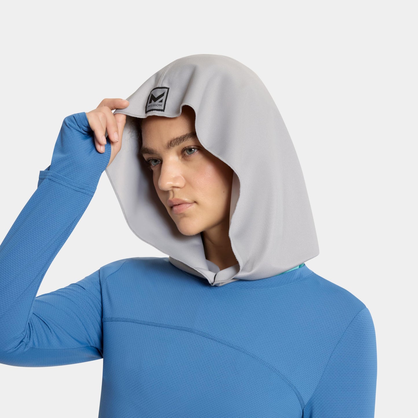 MISSION Max Plus Cooling Hoodie Towel- Hood Towel, Cools Instantly When Wet, UPF 50 Sun Protection, Contours Your Head to Stay in Place, Great for Sports, Fitness, Gym (White Camo)