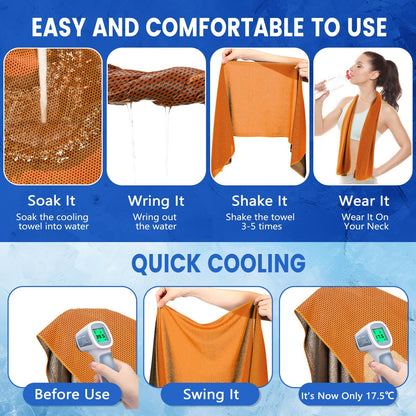 Hosuly 6 Pack Cooling Towels 40"x12" Ice Towel Cooling Neck Wraps Soft Breathable Chilly Stay Cool in Summer for Sports Yoga Golf Gym Activities(Black)