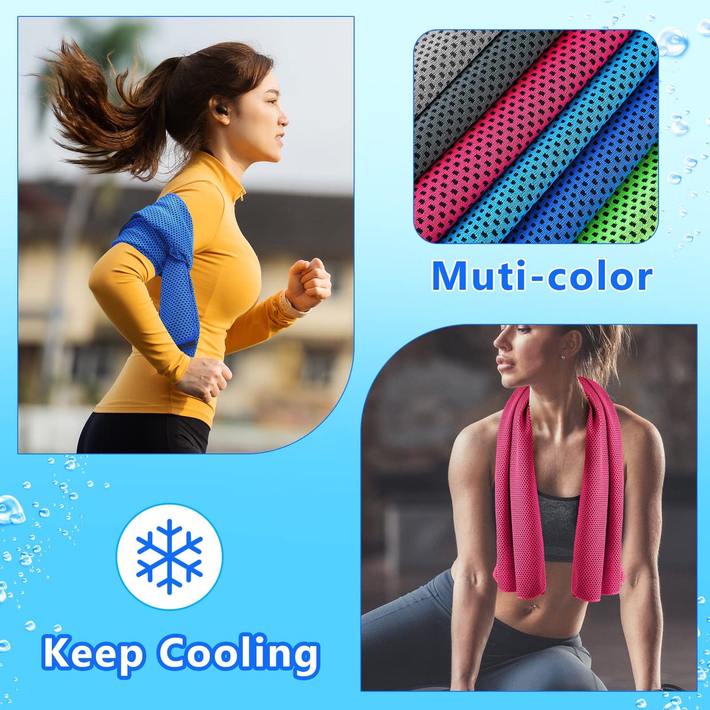 Shellwei 100 Pcs Cooling Towels Bulk 32 x 12 Inch Ice Towel Bulk Cooling Rag for Face and Neck Soft Breathable Microfiber Cloth Chilly Quick Cold for Gym Sport Golf Running Stay Cold (Multicolor)