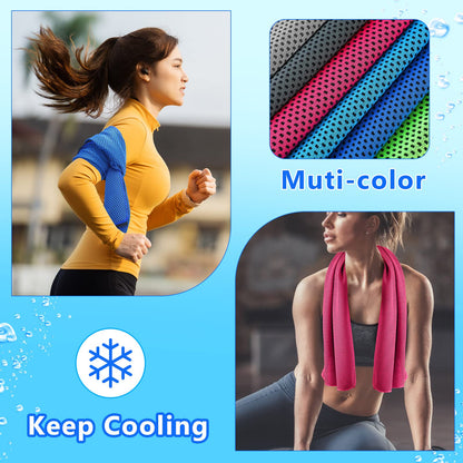 Shellwei 100 Pcs Cooling Towels Bulk 32 x 12 Inch Ice Towel Bulk Cooling Rag for Face and Neck Soft Breathable Microfiber Cloth Chilly Quick Cold for Gym Sport Golf Running Stay Cold (Multicolor)