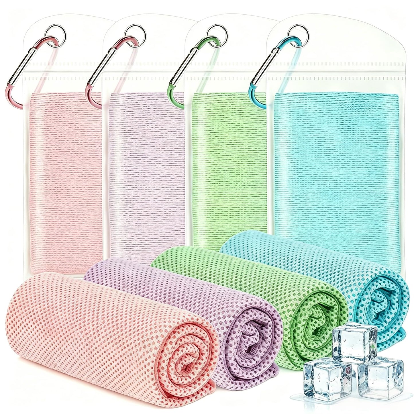 4 Packs Cooling Towels for Neck and Face(40"x 12"), Cool Sweat Towels for Hot Weather, Cooling Towels for Athletes, Lightweight Soft Breathable Towels for Yoga, Sport, Workout, Running, Gym, Camping