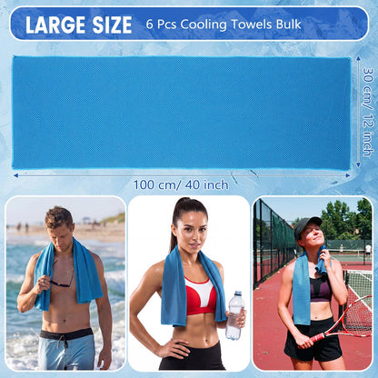 Hosuly 6 Pack Cooling Towels 40"x12" Ice Towel Cooling Neck Wraps Soft Breathable Chilly Stay Cool in Summer for Sports Yoga Golf Gym Activities(Black)