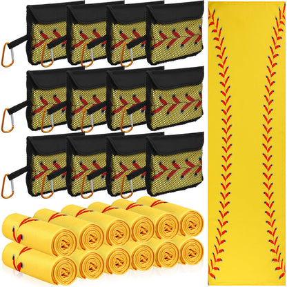 Moukeren 12 Pcs Cooling Towel with Mesh Storage Bag and D Ring Hook, 40" x 12" Soft Breathable Chilly Microfiber Sport Towels for Yoga Running Gym Workout Sport Party Favors Team Gift(Ice Cream Drip)