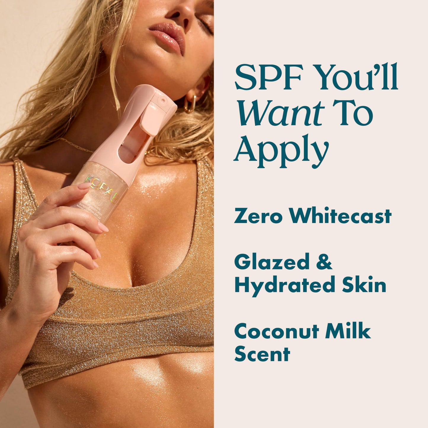 Kopari Sunglaze Body Gel Cream Sunscreen SPF 50+ | Broad-Spectrum Body Sunscreen with Hyaluronic Acid & Coconut Oil | Lightweight, Non-Greasy, Glowing Finish