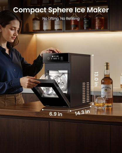 Crescent Ice Maker Countertop, 35Lbs/24H, Clear Ice Maker with Self-Cleaning & Timer, 16 Crystal-Clear Ice in 12 Mins, Countertop Ice Makers for Home, Office or Party