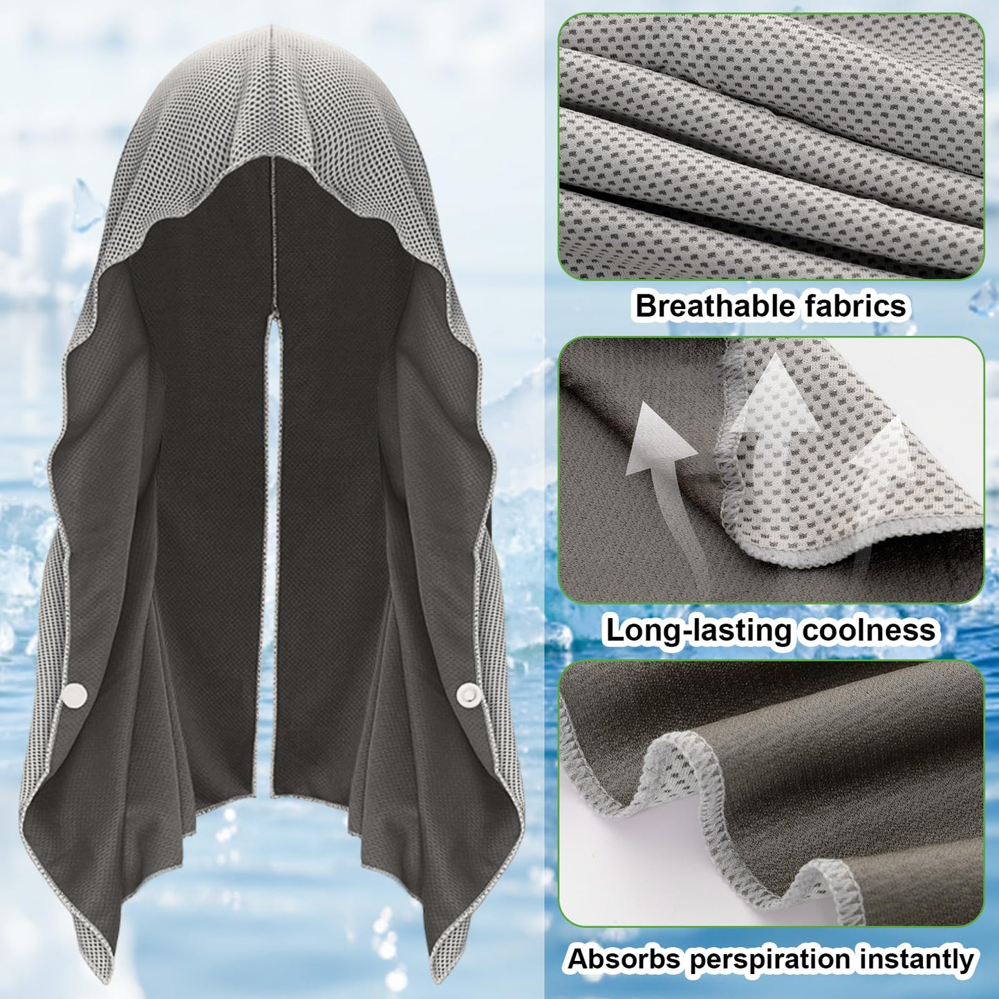 4 Pack Cooling Hoodie Towels Cooling Towels for Neck and Face Quick Drying Sweat Towel Wraps Cooling Head Neck Wraps Sun Protection for Hot Summer Weather Sport Workout