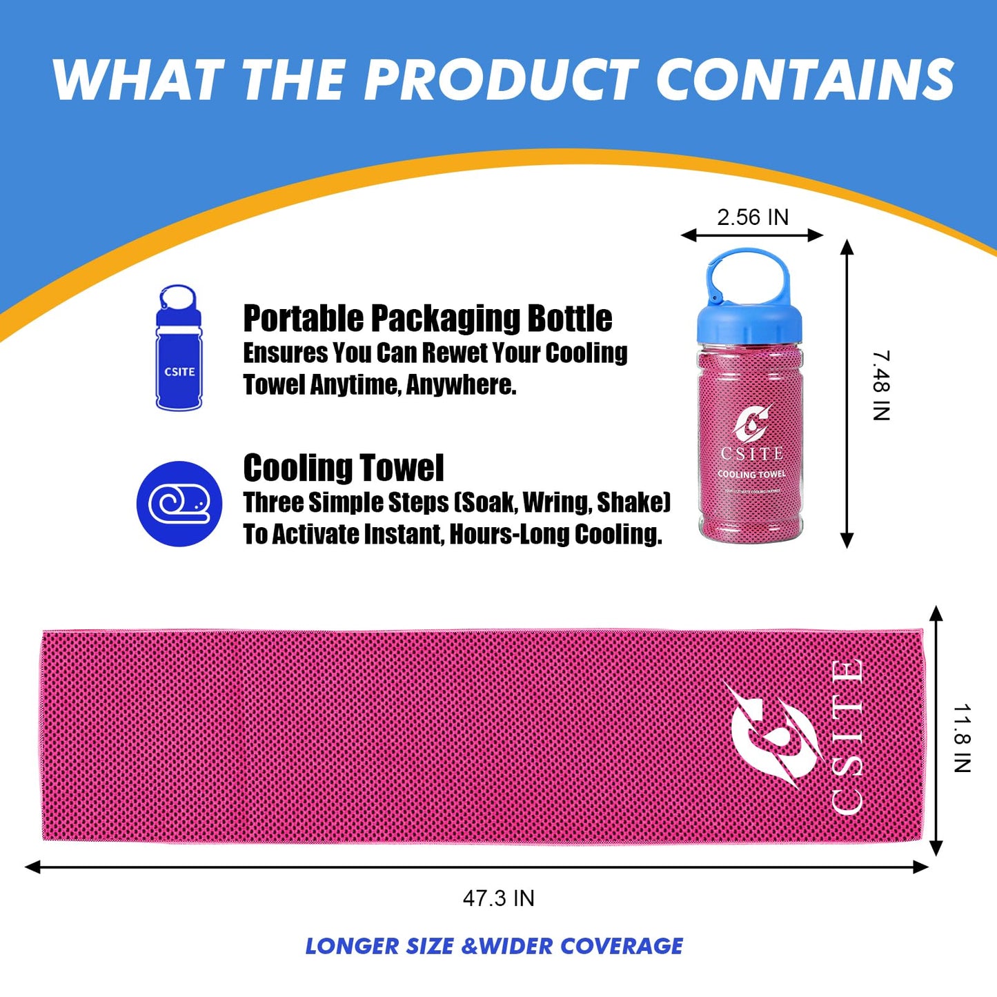 CSITE Cooling Towels (47"x12") for Neck and Face, Ice Towel for Hot Weather, Soft Breathable Chilly Gym Towels, Microfiber Towel for Work Out, Yoga, Running, Camping & More Activities（Green）