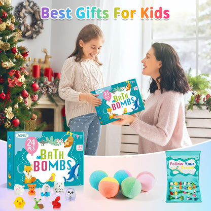 Bath Bombs for Kids with Surprise Inside, 24 Pack Kids Bath Bombs with Toys Inside Gift Set, Kid Bubble Bath Fizzy for Girls Boys with Bath Toys (Classic Edition)