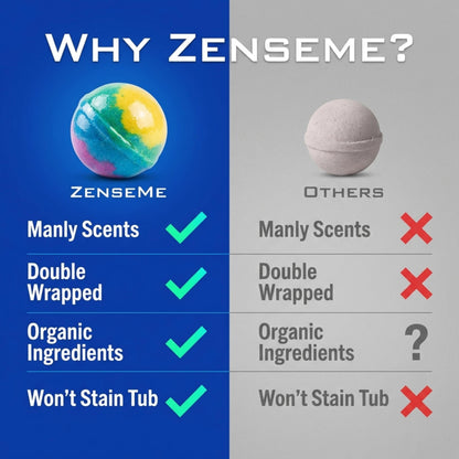 Bath Bombs for Men, Gift Set of 8 Scented Organic Handmade Bath Bombs of 2.5 oz with Natural Essential Oils for Boyfriend, Husband, Father or Friend, by ZenseMe