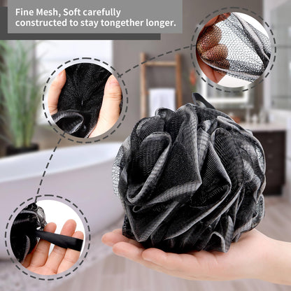 FARMOGA Bath Loofah Sponge Body Scrubber Shower Sponge Exfoliating Mesh Pouf Shower Ball Bath Sponges for Women and Men Bathing Accessories (4Pack 50G Colorful)