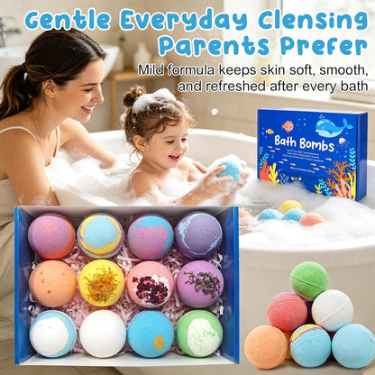 12 PCS Natural Bath Bombs, 2026 Upgrade Play Fizz Bath Bombs Gift Set with 12 Different Fragrances, Ocean Theme Bath Fizzies, Sea Salt Color Changing Spa Easter Bath Balls