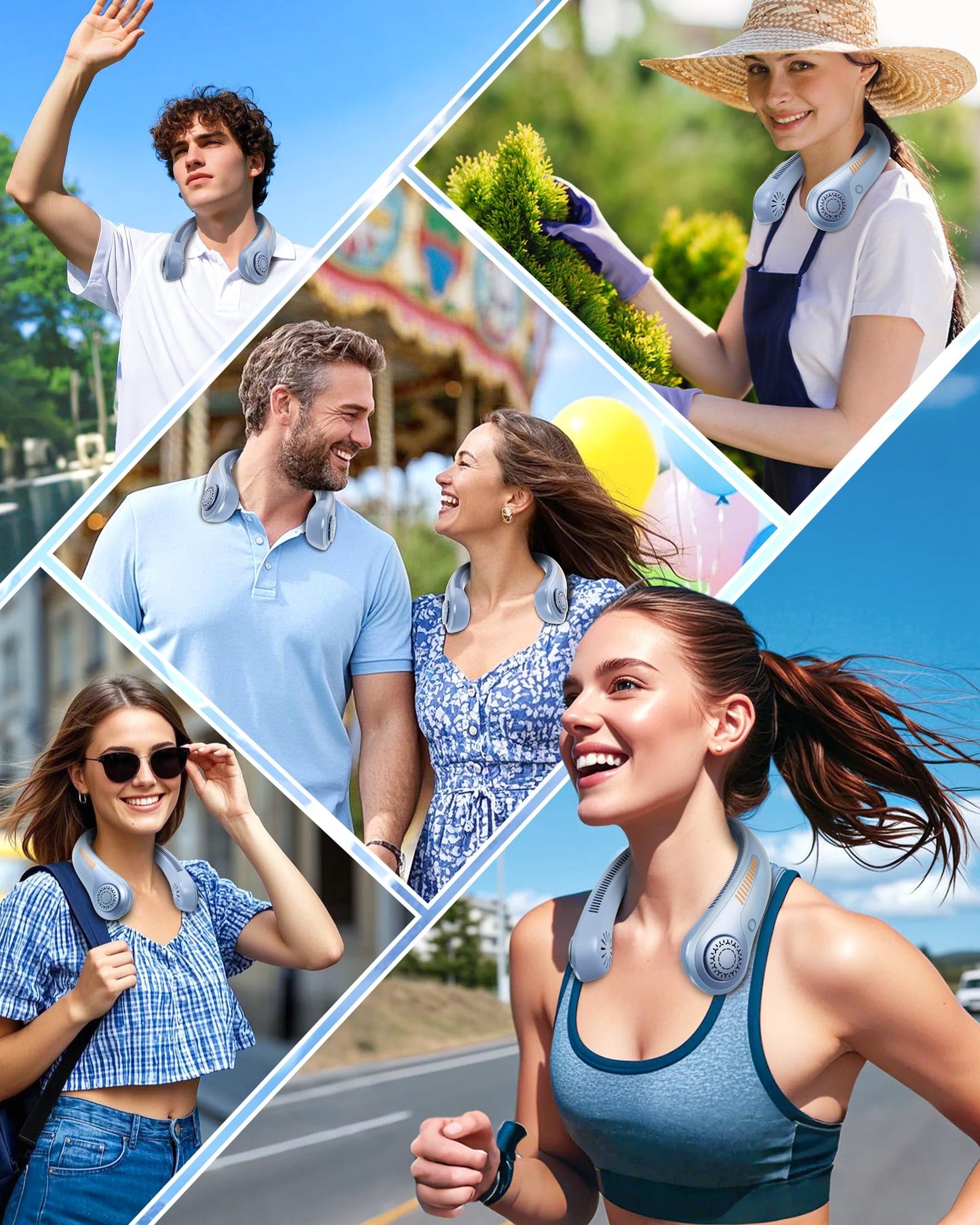Portable Neck Fan - Rechargeable Personal Fan with Neck Support, 5000mAh, 5-Speed Quiet, Lightweight Long Lasting Bladeless Fan, Wearable Cooling Fan for Hot Flashes, Travel, Gifts for Men Women