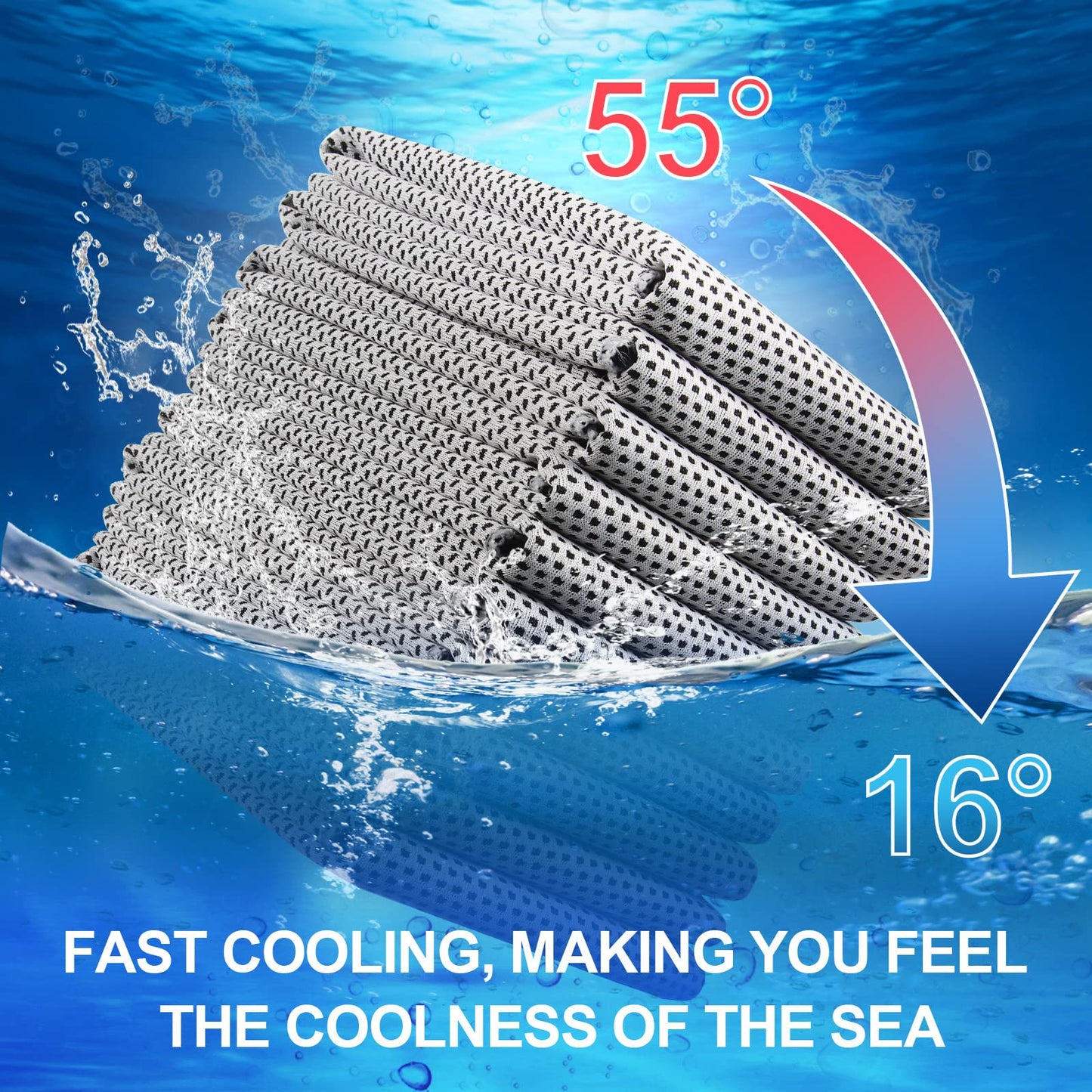 Shellwei 50 Pcs Cooling Towel 40 x 12 Inch Microfiber Workout Towels Breathable Chilly Towel Ice Cool Cold Towels Bulk Fast Drying Absorbent Sweat Rag for Neck Yoga Sports Golf Gym
